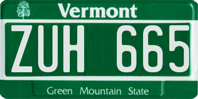 VT license plate ZUH665