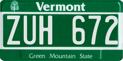 VT license plate ZUH672