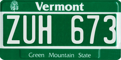 VT license plate ZUH673
