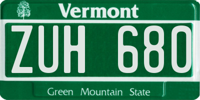 VT license plate ZUH680