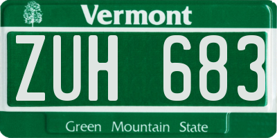 VT license plate ZUH683