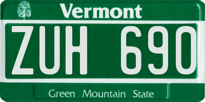 VT license plate ZUH690