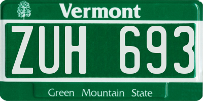 VT license plate ZUH693
