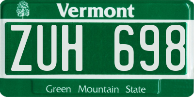 VT license plate ZUH698