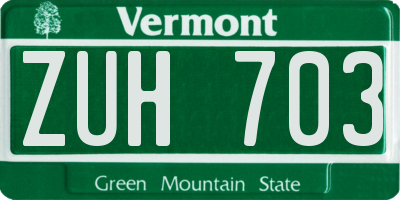 VT license plate ZUH703