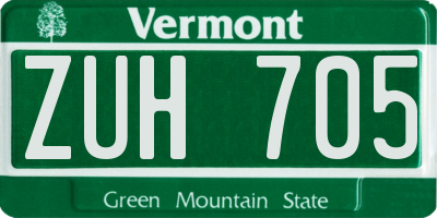 VT license plate ZUH705