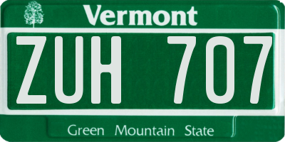 VT license plate ZUH707