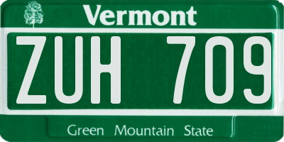VT license plate ZUH709