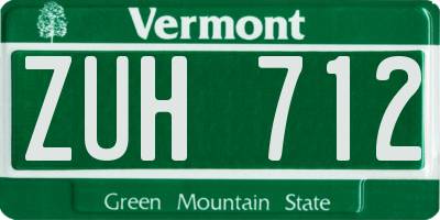 VT license plate ZUH712