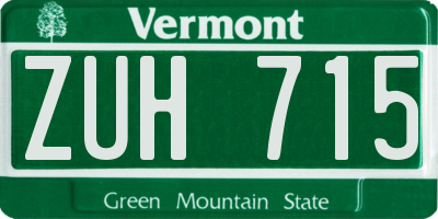 VT license plate ZUH715