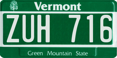 VT license plate ZUH716