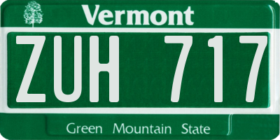 VT license plate ZUH717