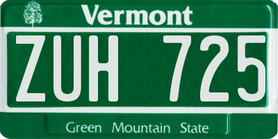 VT license plate ZUH725