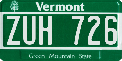 VT license plate ZUH726