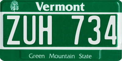 VT license plate ZUH734
