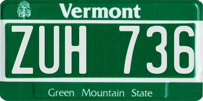 VT license plate ZUH736