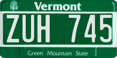 VT license plate ZUH745