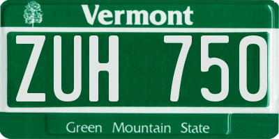 VT license plate ZUH750