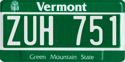 VT license plate ZUH751