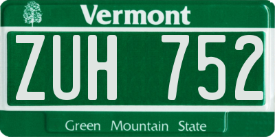 VT license plate ZUH752