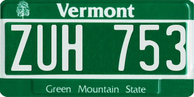 VT license plate ZUH753