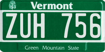 VT license plate ZUH756