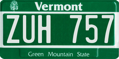 VT license plate ZUH757