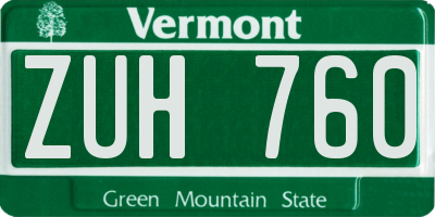 VT license plate ZUH760