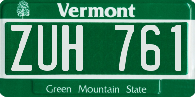 VT license plate ZUH761