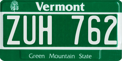 VT license plate ZUH762