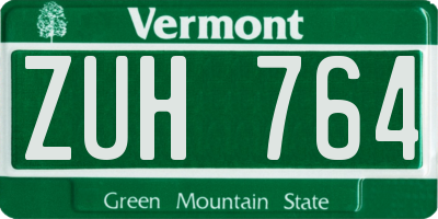 VT license plate ZUH764