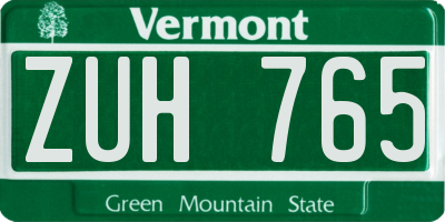 VT license plate ZUH765