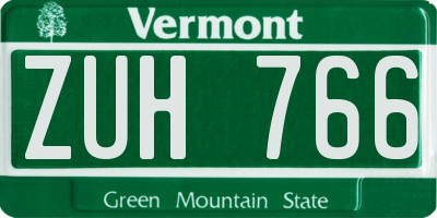 VT license plate ZUH766