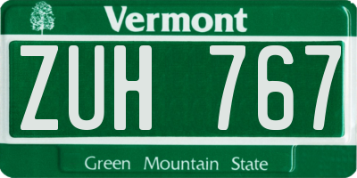 VT license plate ZUH767