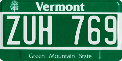 VT license plate ZUH769