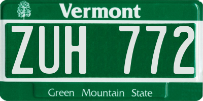 VT license plate ZUH772