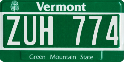 VT license plate ZUH774
