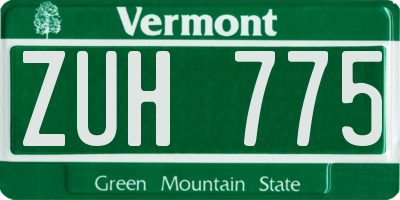 VT license plate ZUH775