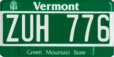 VT license plate ZUH776