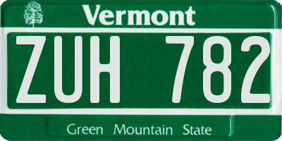 VT license plate ZUH782