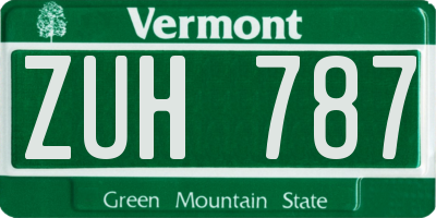 VT license plate ZUH787