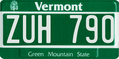 VT license plate ZUH790