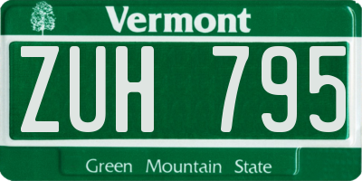 VT license plate ZUH795