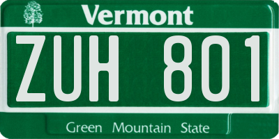 VT license plate ZUH801