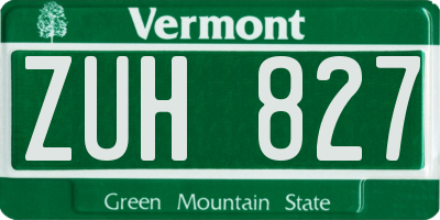 VT license plate ZUH827