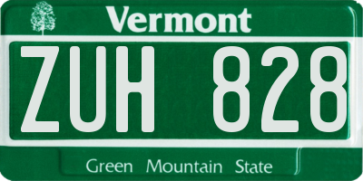 VT license plate ZUH828