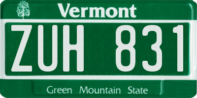 VT license plate ZUH831