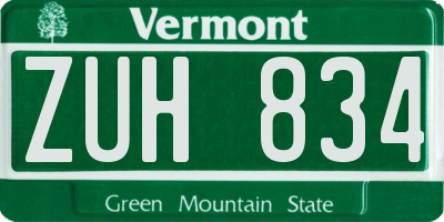 VT license plate ZUH834