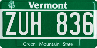 VT license plate ZUH836