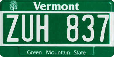 VT license plate ZUH837